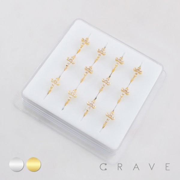 MULTI CZ CROSS CRUCIFIX 316L SURGICAL STEEL NOSE HOOP BOX MULTI CZ CROSS CRUCIFIX 316L SURGICAL STEEL NOSE HOOP BOX